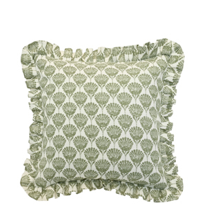 Walton & Co Olive Carnation Ruffle Cushion